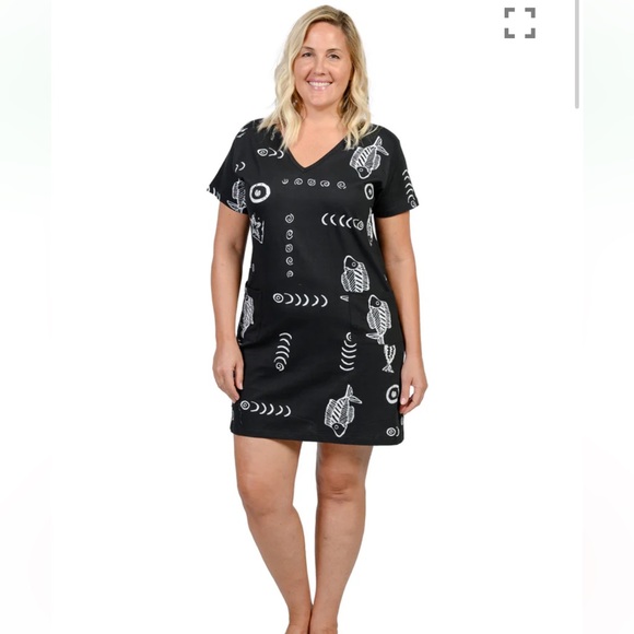 M Mac Navy Beach Print Dress Size M - Picture 1 of 6